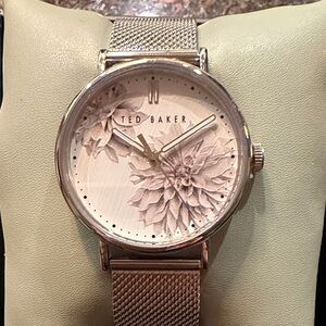 Brand New- Ted Baker Gold Mesh Bracelet Watch with Floral Dial